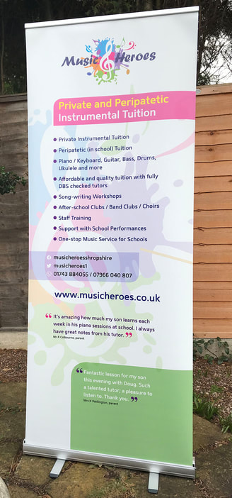 Music Heroes banner stand